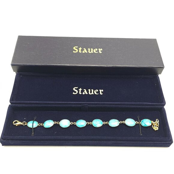 Stauer Eterno Bracelet With Blue Turquoise In Velvet Box 9.5 Total Length * - Picture 1 of 7